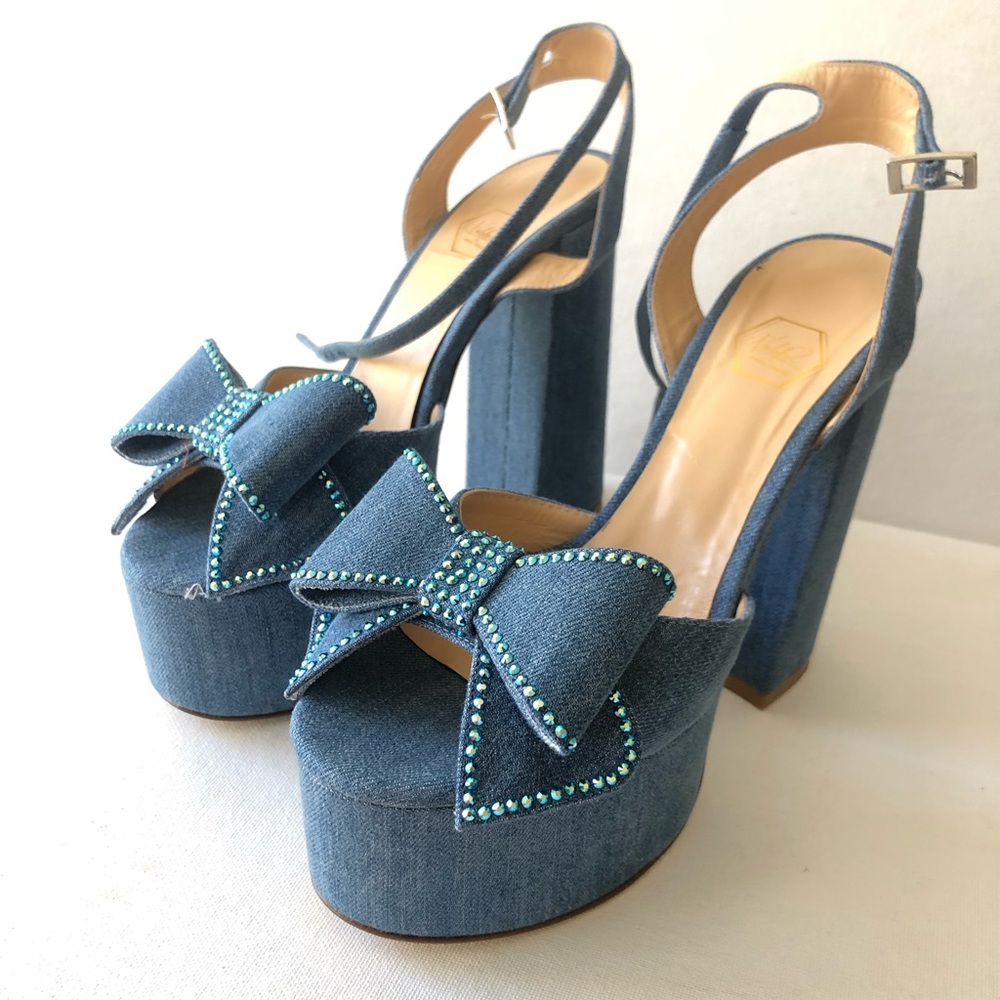 Nalebe by Amina Means upendi platform heels in denim size 38.5